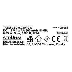 Struhm Lampa solarna do postawienia/powieszenia TABU LED 0,03W 6500K 2lm IP44