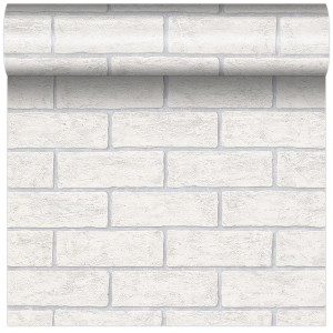 Biała tapeta z efektem cegły, rolka tapety dekoracyjnej t.b.t.