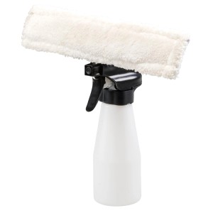 Akumulatorowa myjka do okien Einhell Brillianto z butelką ze spryskiwaczem i nakładką z mikrofibry.