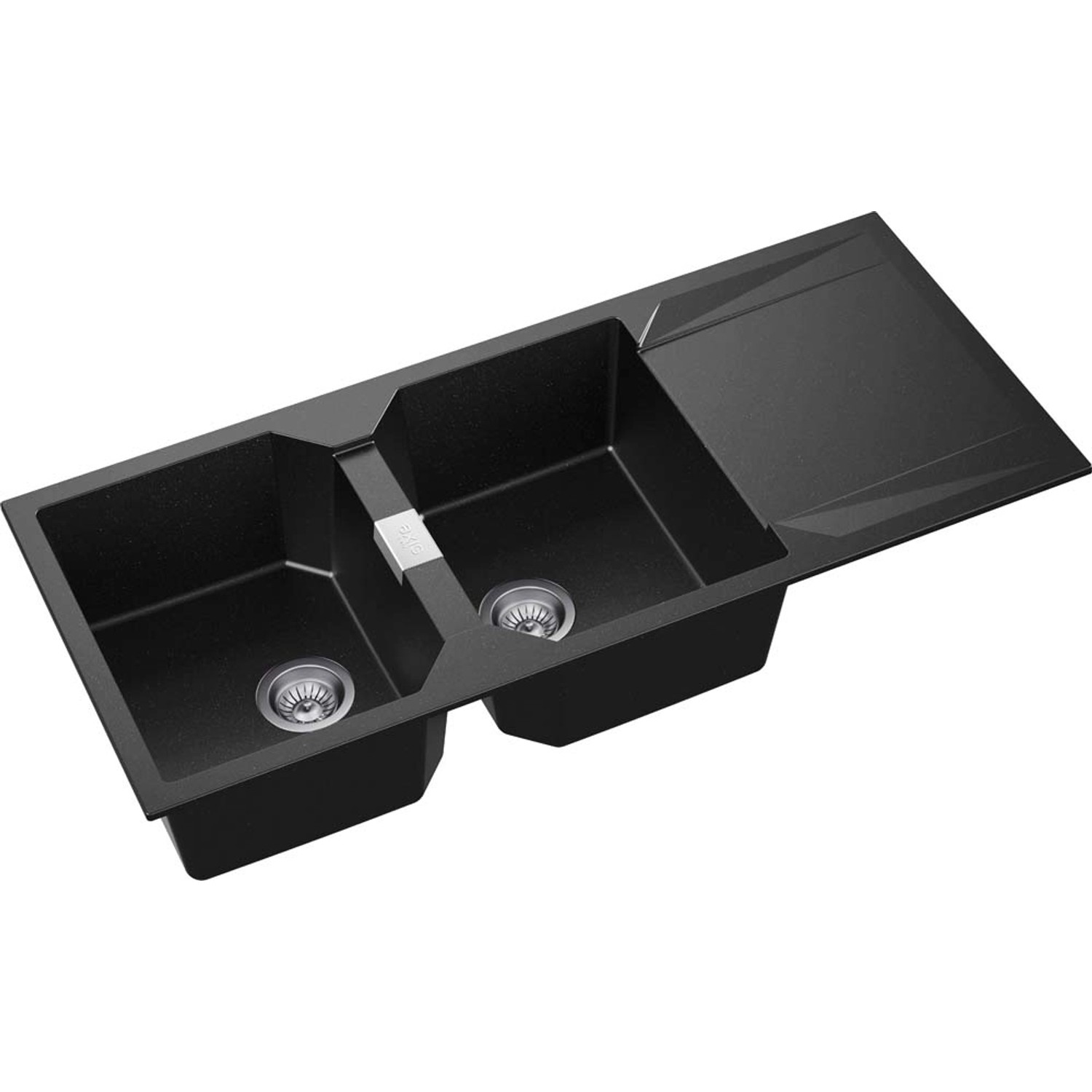 Zlewozmywak Kronos 2 2-kom. czarny 116x51 cm