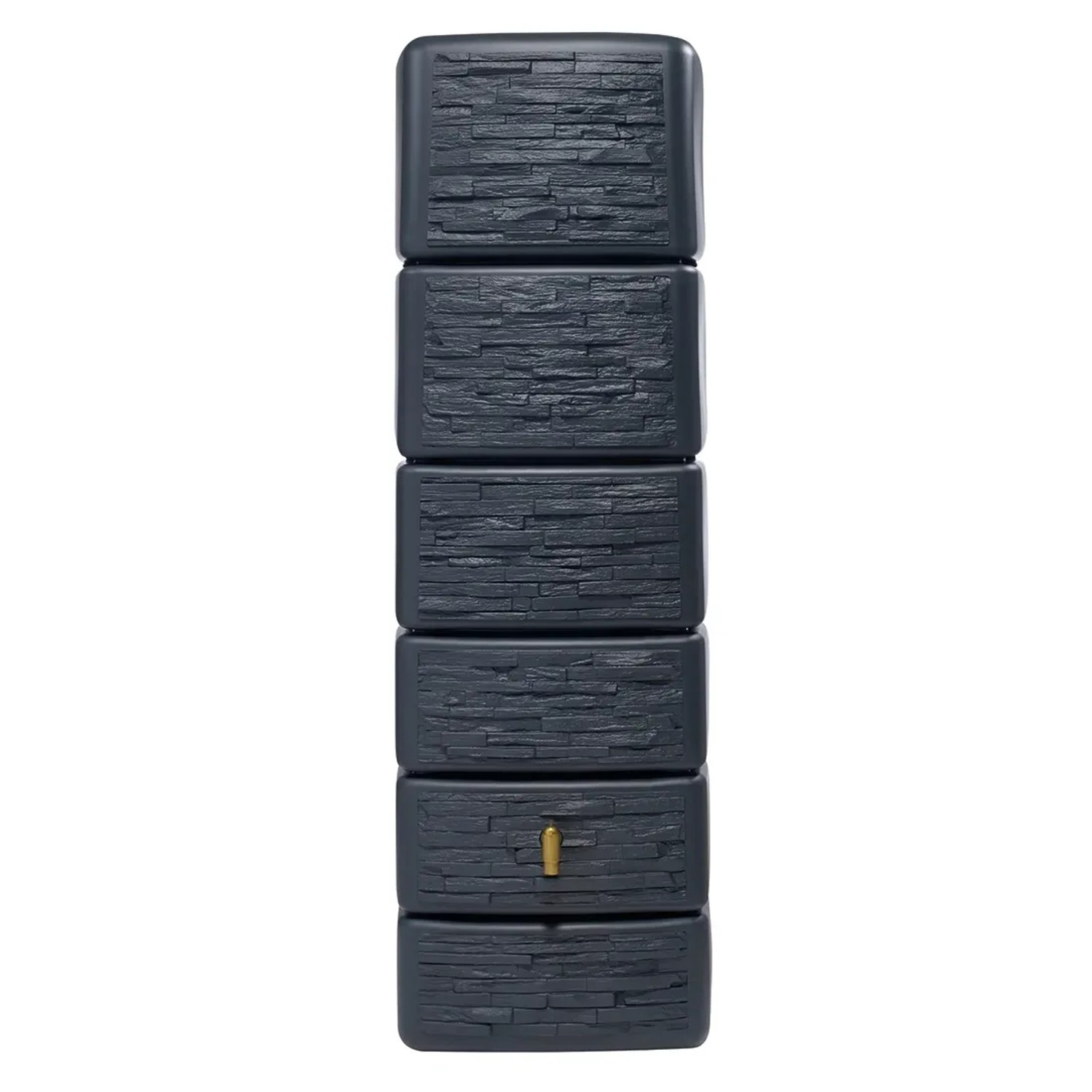Szary zbiornik na deszczówkę 4rain Slim Stone Decor o pojemności 330 l z kranem.