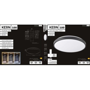 Goldlux Plafon LED KERN z pilotem 100W 3000-6000K 11200lm śr. 100cm czarny
