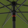 Zbliżenie: Parasol balkonowy Doppler MyZone Kiwi, widok od dołu na maszt i rozpórki.