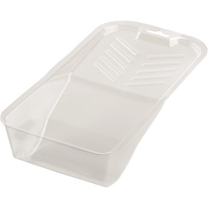 Przezroczysta kuweta malarska do wałków, odpowiednia do prac malarskich.