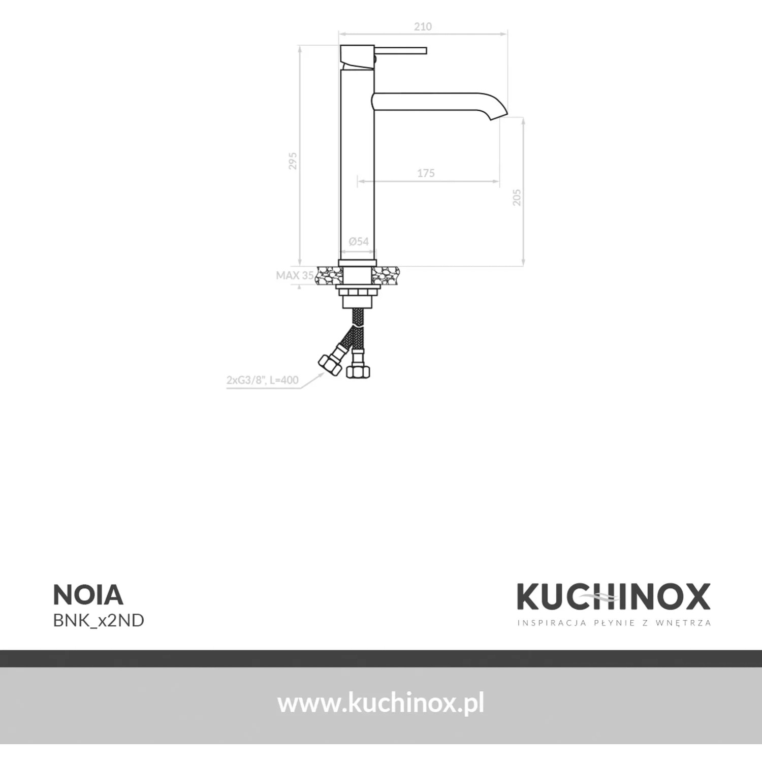Kuchinox Bateria umywalkowa stojąca nablatowa Noia chrom_2