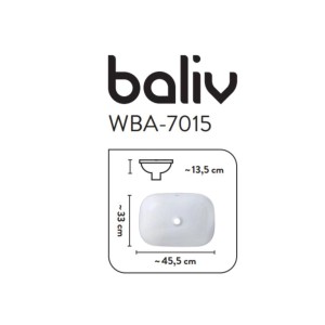 Szkic umywalki nablatowej t.b.t. z wymiarami.