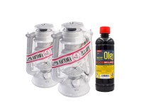 Zestaw Lampa naftowa biała 2 szt. z olejem 0,5 l