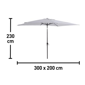 Szary, prostokątny parasol balkonowy (300x200 cm) firmy t.b.t.