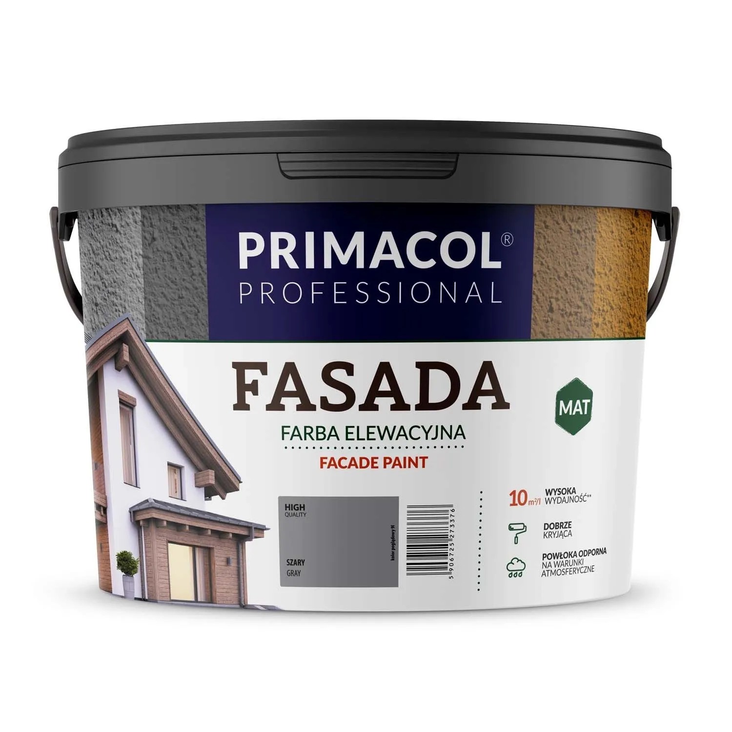 Farba elewacyjna Primacol Fasada Eco 9 l szara