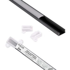 Czarny profil LED do taśm LED, z uchwytami. Idealny do oświetlenia pośredniego.