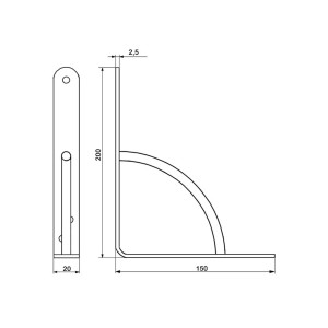 Agas Wspornik do półki 200 × 150 mm czarny max. 105 kg