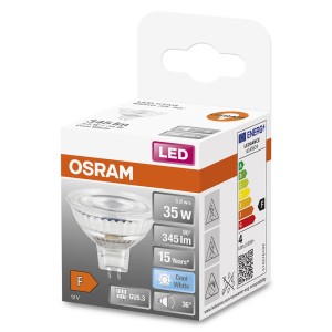 Żarówka LED OSRAM GU5.3, 3.8W, 345lm, zimna biel w pudełku.