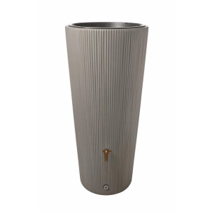 Zbiornik na deszczówkę 4rain VASO DECOR, 220 l, szary cynk z kranem i donicą.