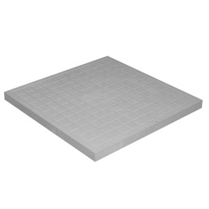 Kwadratowa pokrywa do odwodnienia liniowego z rowkowanym wzorem.