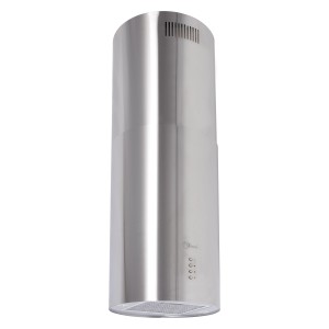 Okap wyspowy t.b.t. ze stali nierdzewnej, cylindryczny kształt. Okap kuchenny.