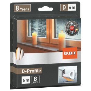 Opakowanie uszczelki gumowej do drzwi/okien OBI, profil D, biała.