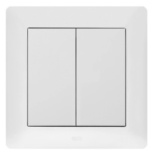 Biały podwójny włącznik światła t.b.t., z kategorii Włączniki i przyciski.