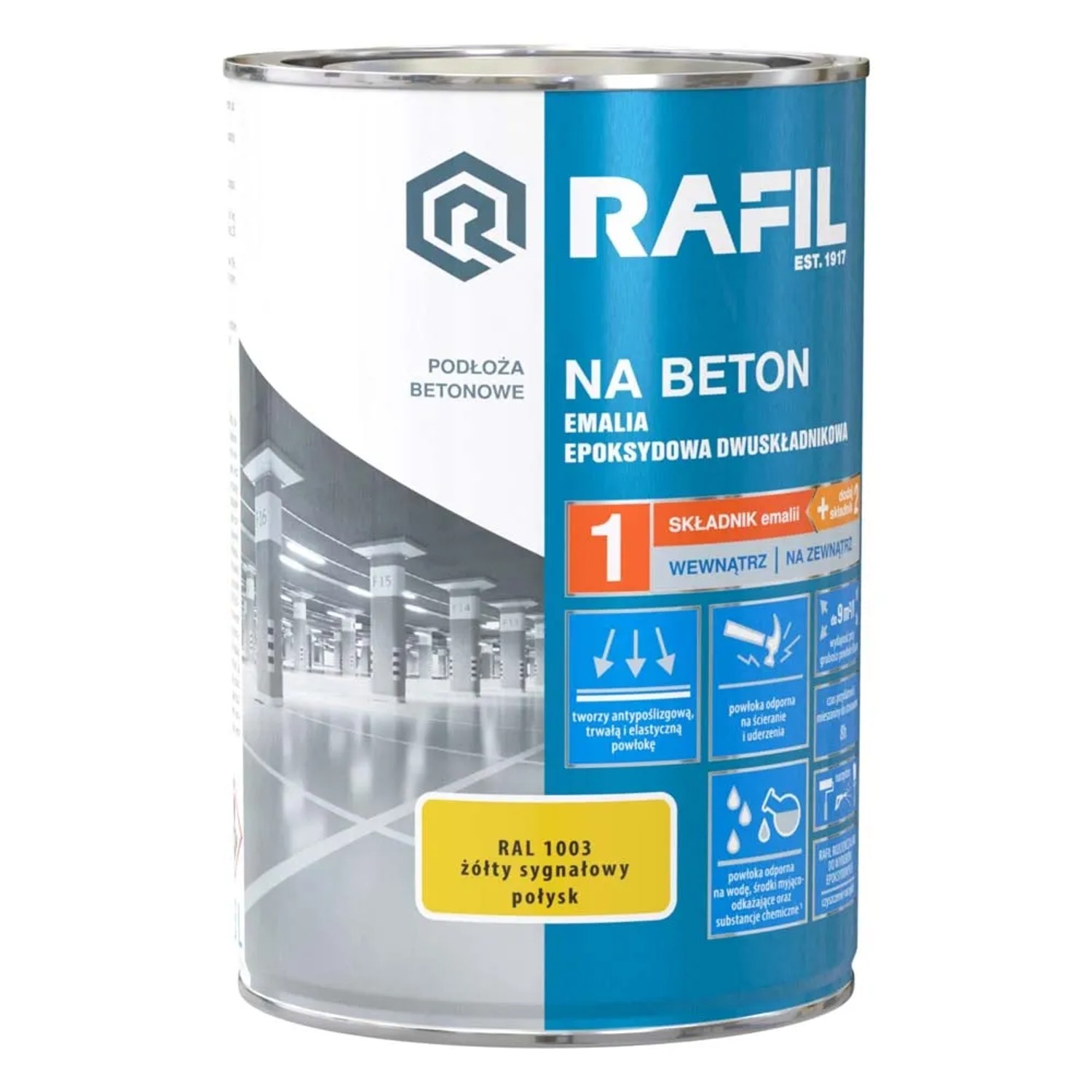 Emalia epoksydowa Rafil do betonu żółta RAL1003 0,63L