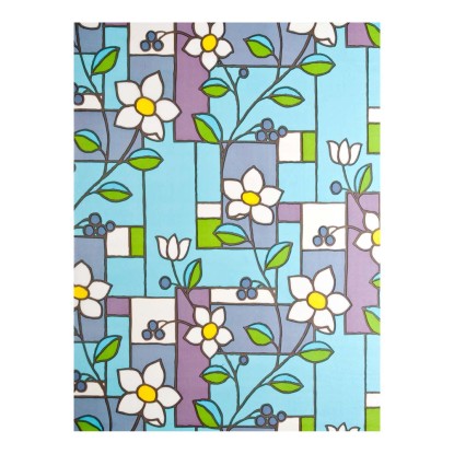 Dekoban Folia statyczna witraż kwiat niebieski  45 cm