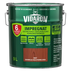 Ciemnozielony impregnat do drewna Vidaron do użytku zewnętrznego, odcień V07 Sekwoja Kalifornijska.