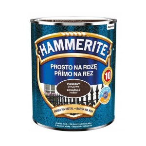 Ciemnoniebieska puszka farby antykorozyjnej Hammerite, odcień Piaskowy Brąz, do nakładania bezpośrednio na rdzę.