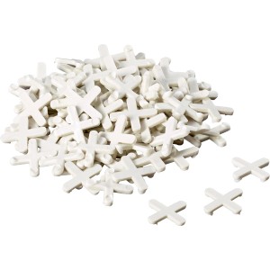 Białe krzyżyki dystansowe LUX Fliesenkreuze 4 mm Classic z tworzywa sztucznego do równych spoin.