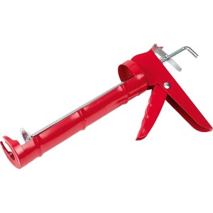 Czerwony pistolet do kartuszy z stali narzędziowej do nakładania uszczelniaczy.