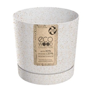 Doniczka t.b.t. z kolekcji Eco Wood, beżowa, nakrapiana.