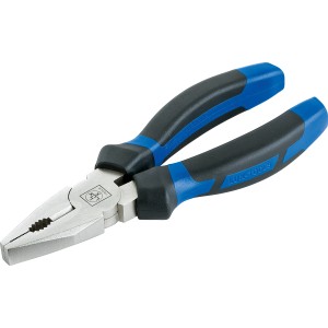 Kombinerki LUX Classic 180 mm z niebiesko-czarną rękojeścią do chwytania, cięcia i gięcia.