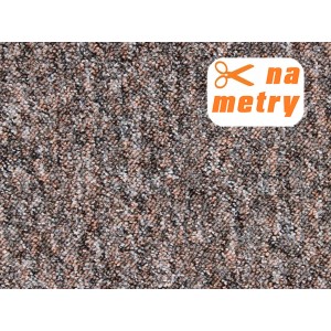 Wykładzina dywanowa t.b.t. na metry w brązowo-beżowym wzorze.