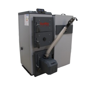 Szary piec na pellet t.b.t. do efektywnego ogrzewania.