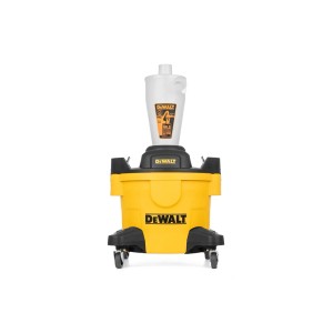 Żółty odkurzacz do pracy na sucho i mokro Dewalt z separatorem pyłu.