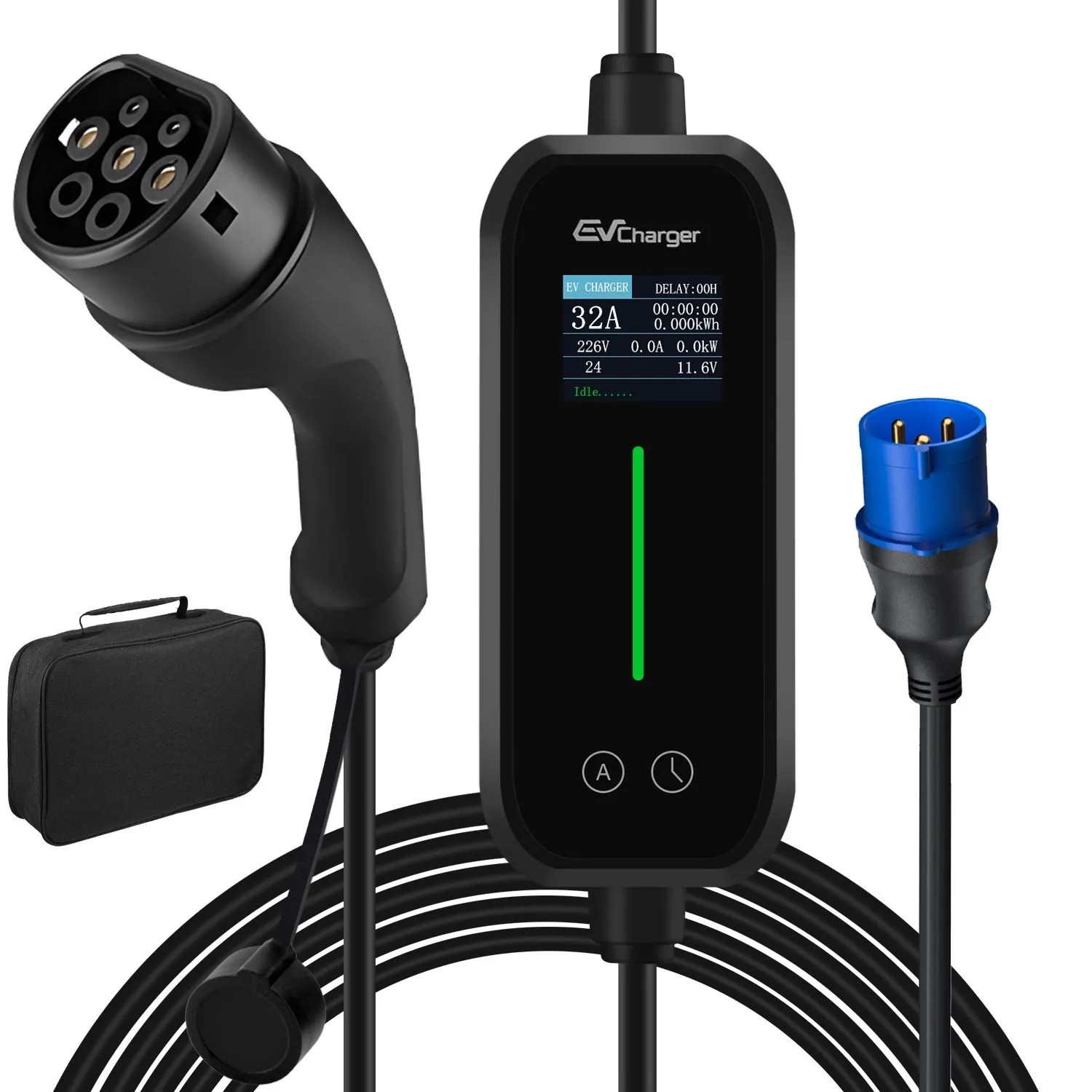 Junsun Ładowarka EV 7 kW 6 m Kabel Inteligentna Aplikacja Typ 2 1-fazowy 6-32A