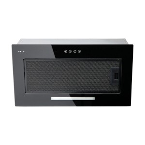 Czarny okap płaski t.b.t. do kuchni.