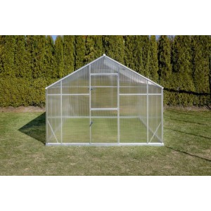 Szklarnia Terrando Sanus, 290x360 cm, z aluminiową ramą i panelami z poliwęglanu.