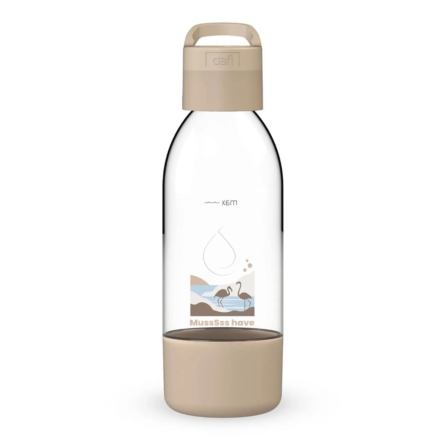 Dafi Butelka do saturatora PushAir Kwiaty Flamingi cappuccino - 0,5 l