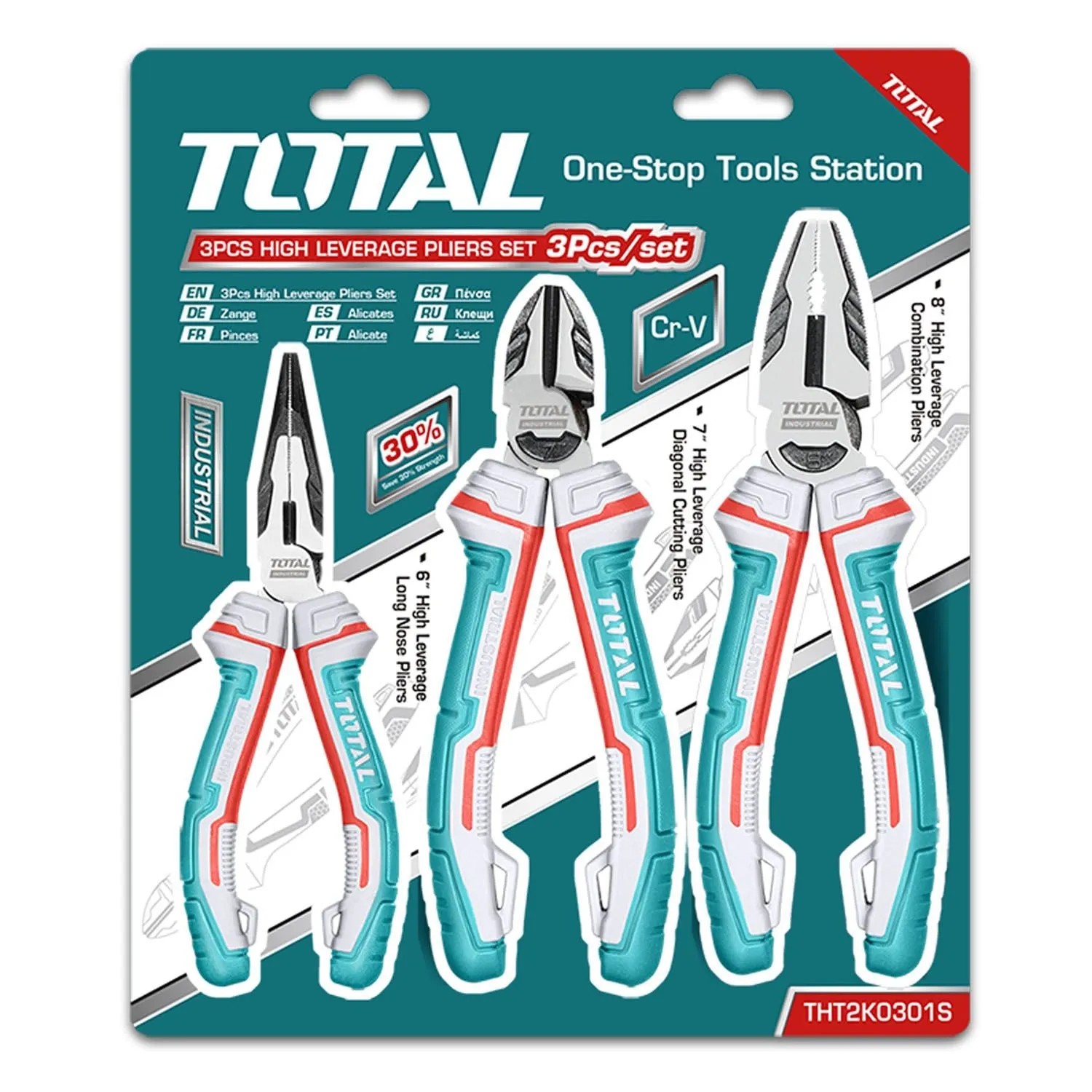 TOTAL Tools Zestaw szczypiec bocznych wzmocnionych - 3 cz.