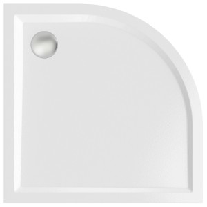 Biały, kwadratowy brodzik (t.b.t.) z zaokrąglonym rogiem i odpływem.