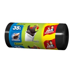 Rolka czarnych worków na śmieci, 35 litrów, ze sznurkiem.