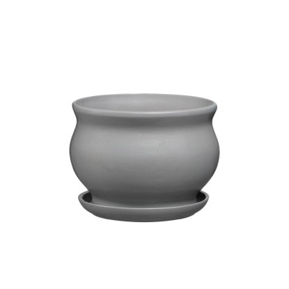 Doniczka z podstawką Kokarda szary mat - 13 cm