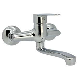 Chromowana bateria umywalkowa ścienna t.b.t.