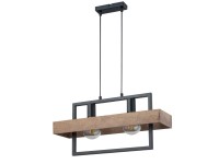 Sigma Lampa wisząca ROBIN 2 x E27 60W czarna+drewno Sigma Lampa wisząca ROBIN 2 x E27 60W czarna+drewno