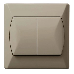 Beżowy podwójny włącznik t.b.t. do światła i innych urządzeń.
