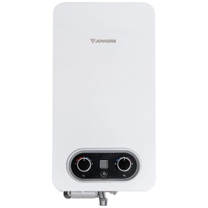 Biały przepływowy ogrzewacz wody Junkers do ciepłej wody