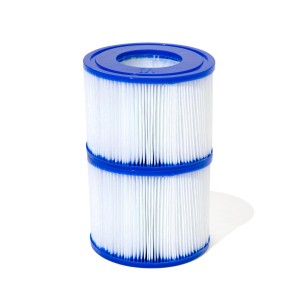 Wkład filtrujący Bestway rozmiar VI, 2 sztuki do wanny z hydromasażem Lay-Z-Spa, filtr lamelowy z niebieską obwódką.