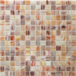 Mozaika t.b.t. w odcieniach beżu, brązu i pomarańczy.