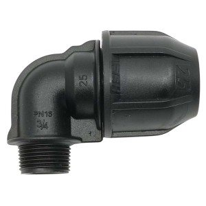 Czarny kolanko t.b.t. 3/4 cala do nawadniania podziemnego.