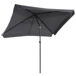 Antracytowy parasol balkonowy Hernando 210x140 cm z funkcją push-up.
