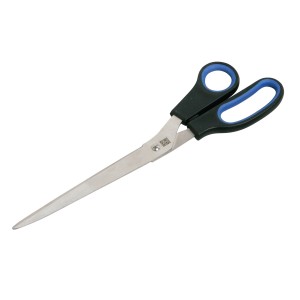 Nożyczki do tapet LUX 249 mm z niebiesko-czarną rączką do cięcia tapet.
