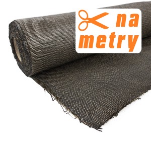 Rolka brązowej folii/włókniny „t.b.t.“ na białym tle, sprzedawana na metry.